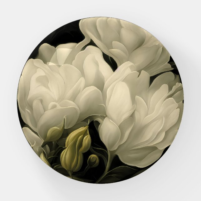 Study of a white Peony Flower Paperweight (Front)