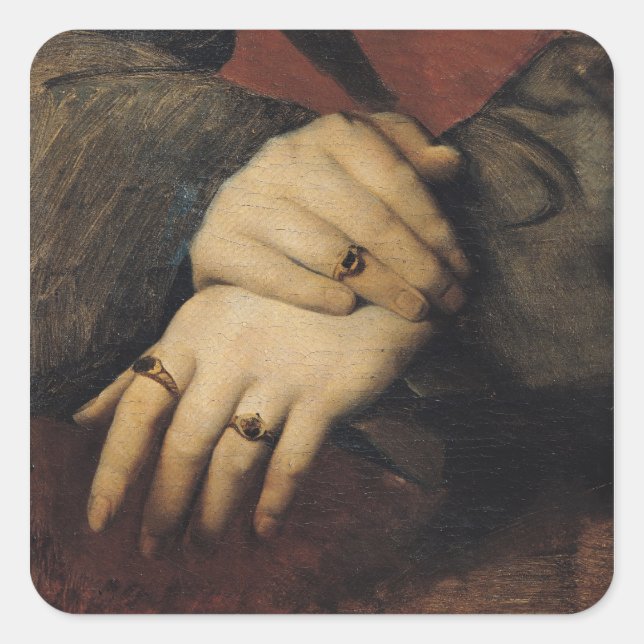 Study of a Woman's Hands Square Sticker (Front)