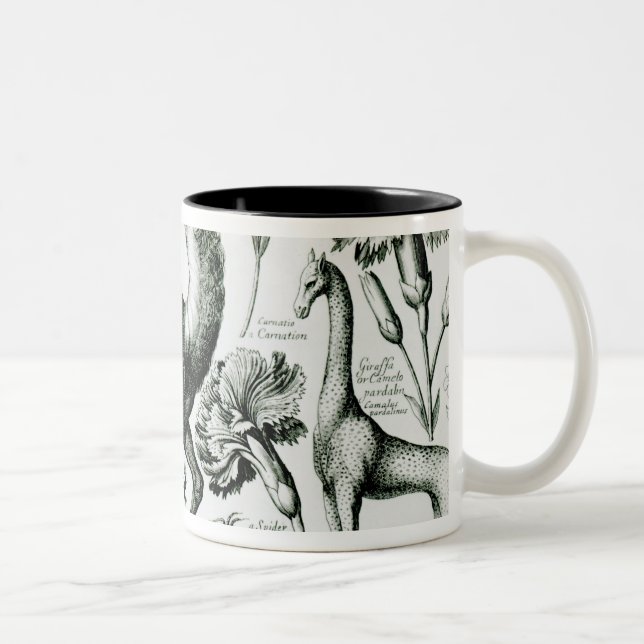 Study of Animals and Flowers, engraved Two-Tone Coffee Mug (Right)