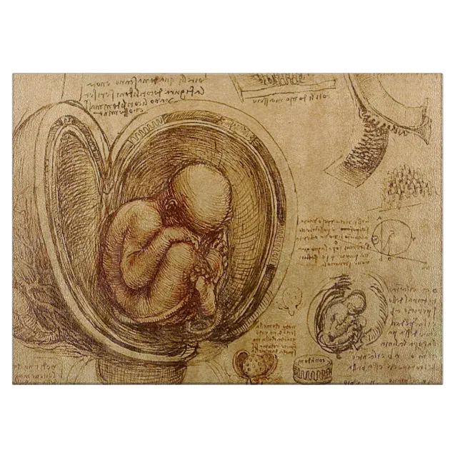 Study of baby fetus by Leonardo da Vinci Cutting Board | Zazzle