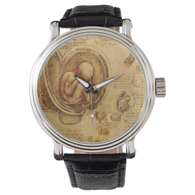 Study of baby fetus by Leonardo da Vinci Watch (Front)
