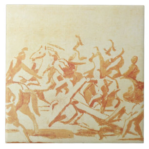 Study of Christ Carrying the Cross (chalk and wash Ceramic Tile