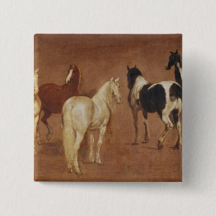 Study of Five Horses Button