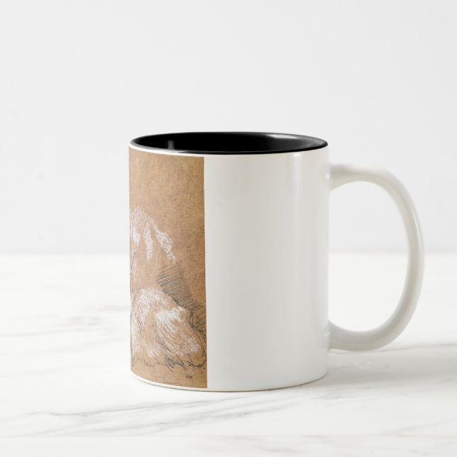 Study of Goats (drawing) Two-Tone Coffee Mug (Right)
