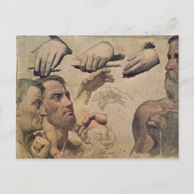 Study of Heads and Hands Postcard (Front)