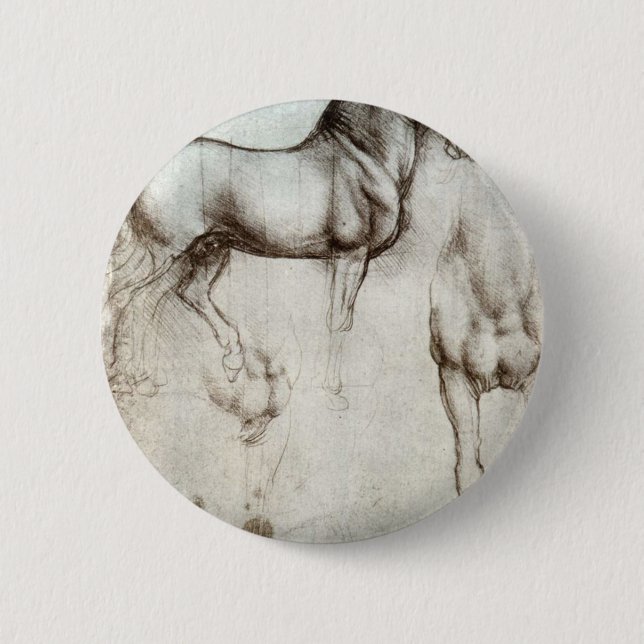 Study of horses - Leonardo da Vinci Pinback Button (Front)