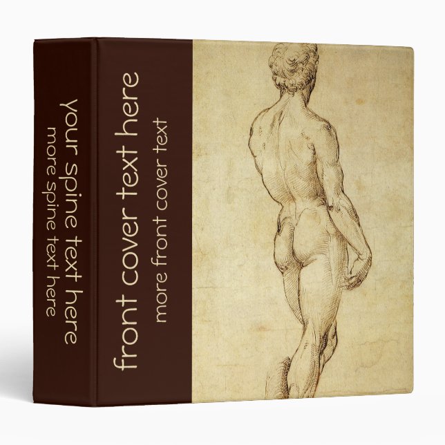 Study of Michelangelo's David Statue by Raphael 3 Ring Binder (Front/Spine)
