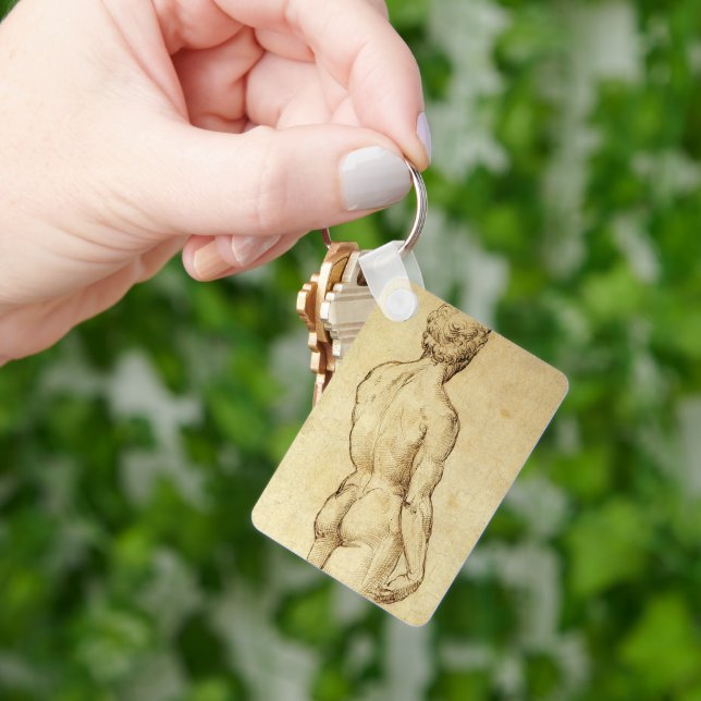 Study of Michelangelo's David Statue by Raphael Keychain (Hand)