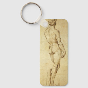 Study of Michelangelo's David Statue by Raphael Keychain