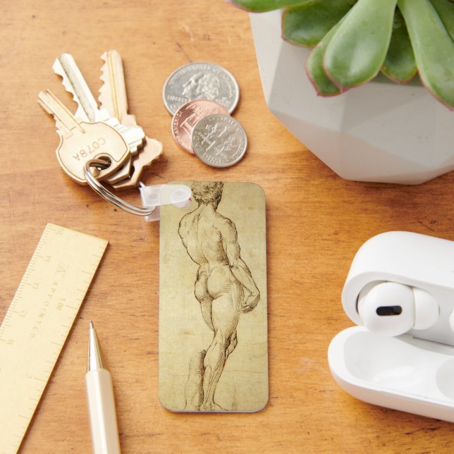 Study of Michelangelo's David Statue by Raphael Keychain (Desk)