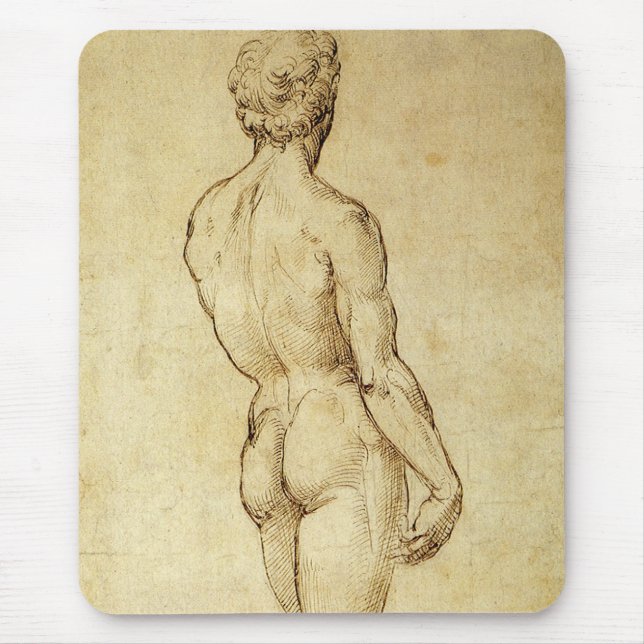 Study of Michelangelo's David Statue by Raphael Mouse Pad (Front)