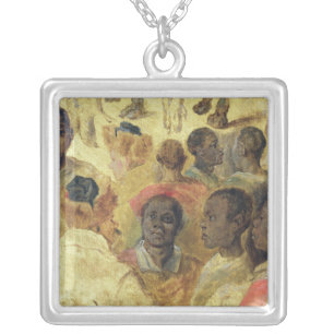 Study of Moorish Heads Silver Plated Necklace