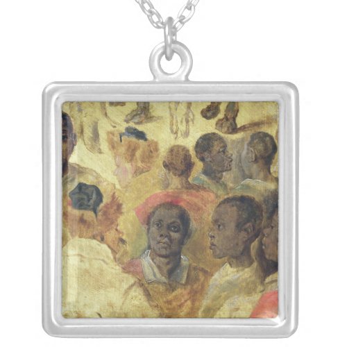 Study of Moorish Heads Silver Plated Necklace