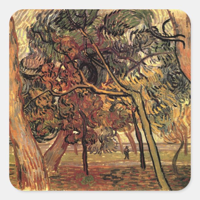 Study of Pine Trees by Vincent van Gogh Square Sticker (Front)