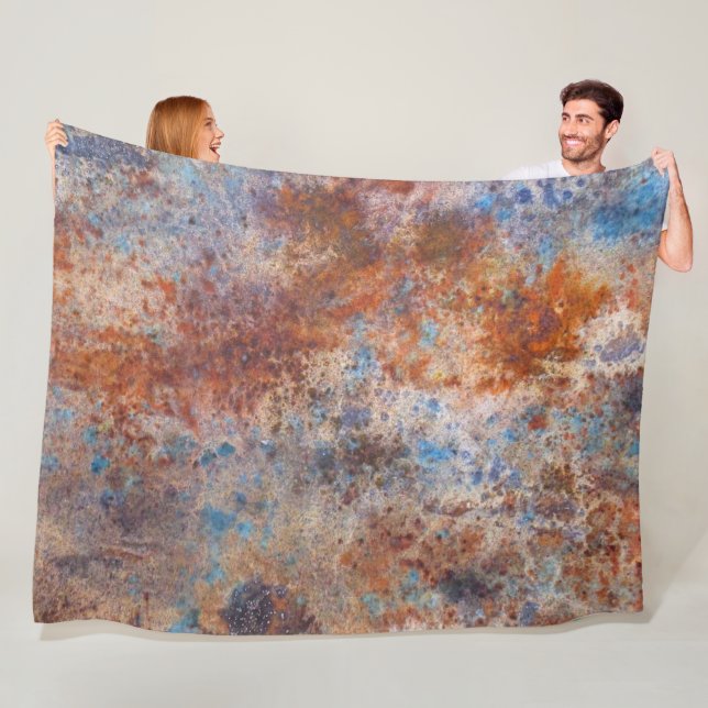 Study of Rust Watercolor Print Fleece Blanket (In Situ)