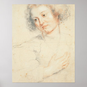 Study of the Head of St. Apollonia (drawing) Poster