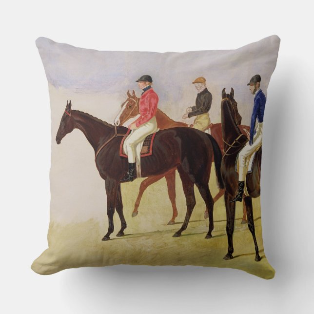 Study of Three Steeplechase Cracks: Allen McDonoug Throw Pillow (Front)