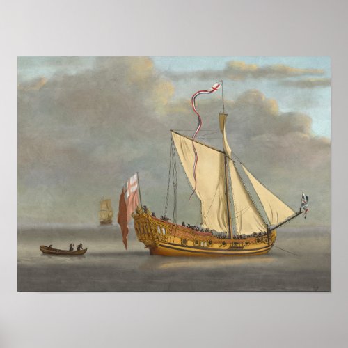 Study of Van De Velde Painting of Portsmouth Yacht Poster