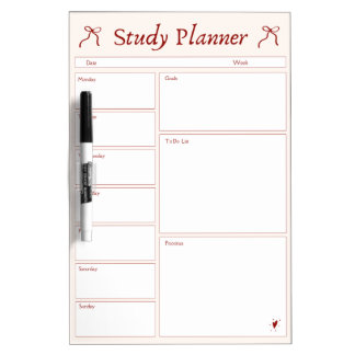 Study planner dry erase board