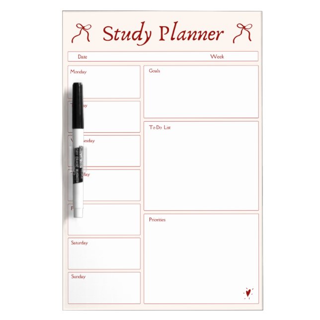 Study planner dry erase board (Front)