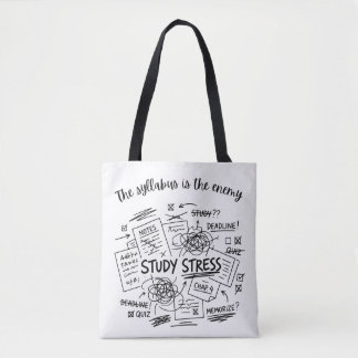 Study Stress Aesthetic Tote Bag | Funny Student 
