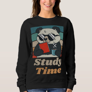Study Time Panda Bear Cute  Retro Animal Student Sweatshirt