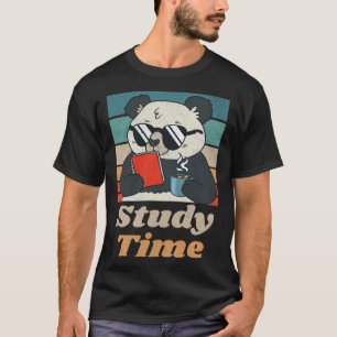 Study Time Panda Bear Cute Retro Animal Student T-Shirt