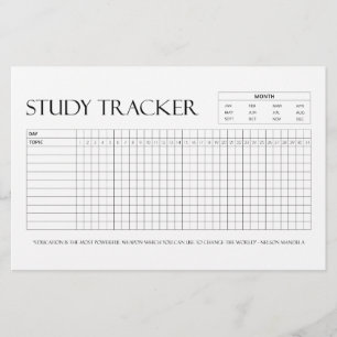 Study Tracker   Month   31 Days   Topic   Progress Stationery