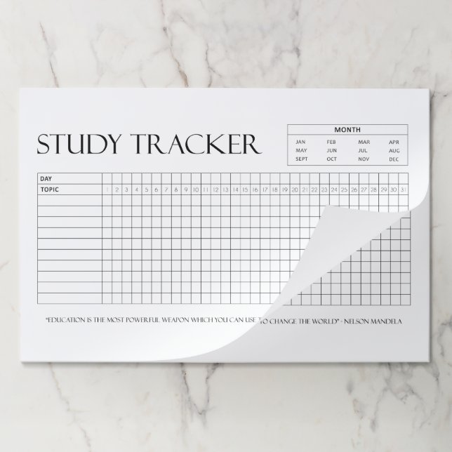Study Tracker | Months | 31 Days | Topic | Progres Paper Pad (Folded)