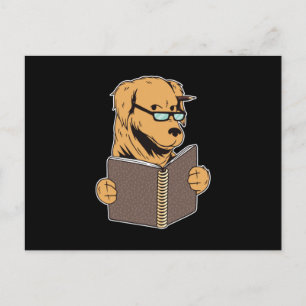 Studying dog postcard