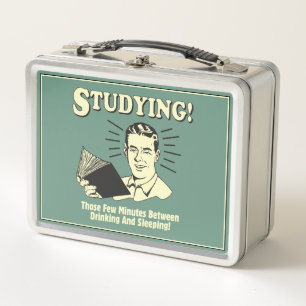 Studying: Drinking and Sleeping Metal Lunch Box