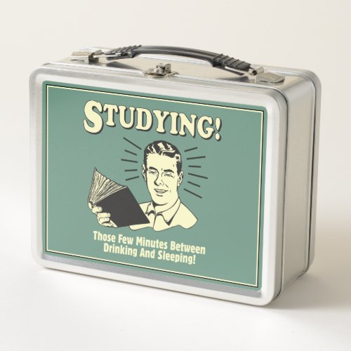 Studying Drinking and Sleeping Metal Lunch Box