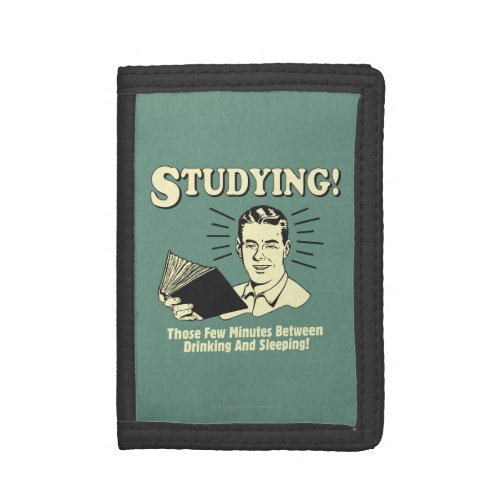 Studying Drinking and Sleeping Trifold Wallet