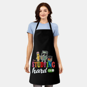 Studying Hard Mode On Cute Kawaii School Supplie Apron