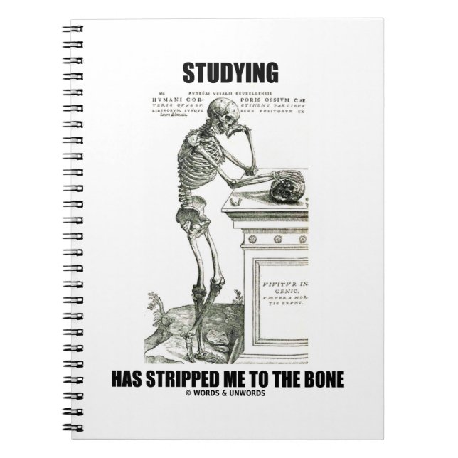 Studying Has Stripped Me To The Bone (Skeleton) Notebook (Front)