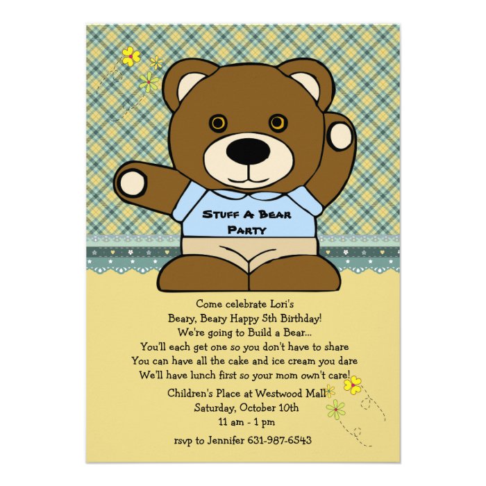 Stuff A Bear Party Personalized Invite