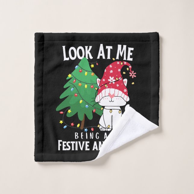  Stuff Funny Christmas Cat Wash Cloth (Wash Cloth)