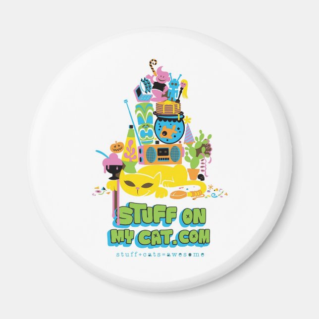 Stuff on my Cat - cartoon stack Magnet (Front)