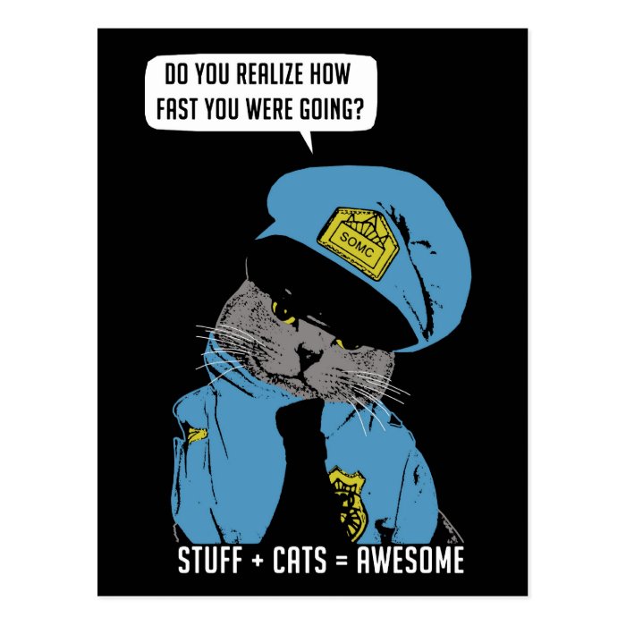 Stuff on my cat   Cop Postcards