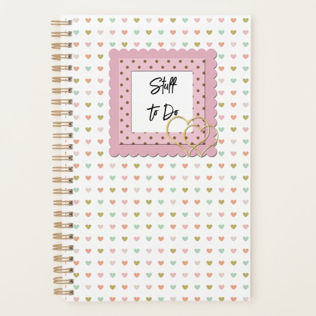 Stuff to Do Pastel Hearts Cute Modern Planner (Front)