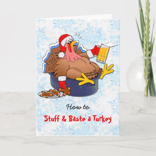 Stuffed and Basted Turkey Beer Holiday Card