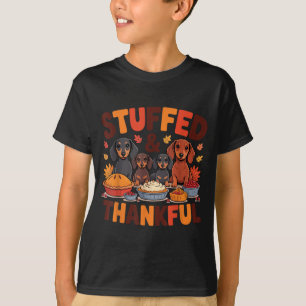 Stuffed And Thankful Dachshund Funny Thanksgiving T-Shirt