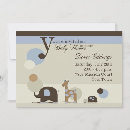 Stuffed Animal Baby Boy Shower Invitation