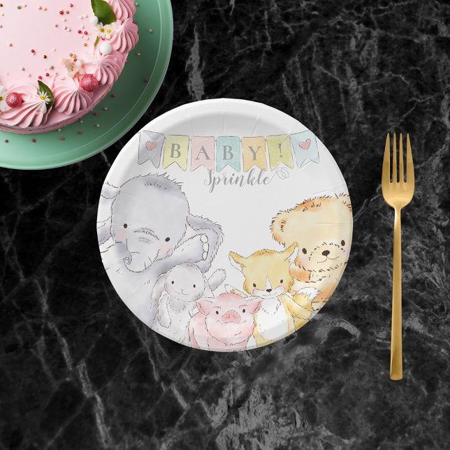 Stuffed Animal Baby Sprinkle | White Paper Plates (Creator Uploaded)