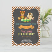 Stuffed animal birthday party invitation (Standing Front)