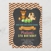 Stuffed animal birthday party invitation (Front/Back)