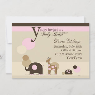 Stuffed Animal Girl Baby Shower Invitation