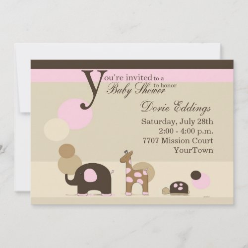 Stuffed Animal Girl Baby Shower Personalized Invite