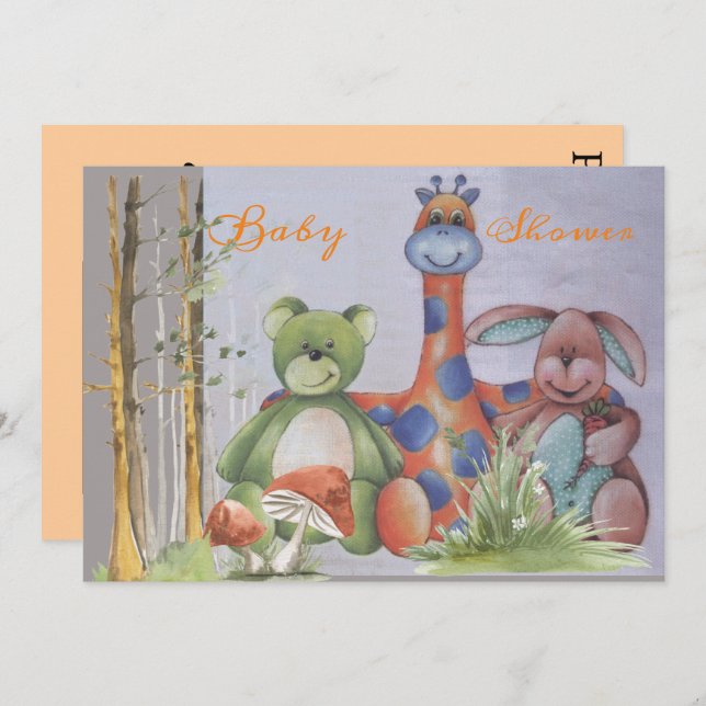 Stuffed animals baby shower Invitation (Front/Back)