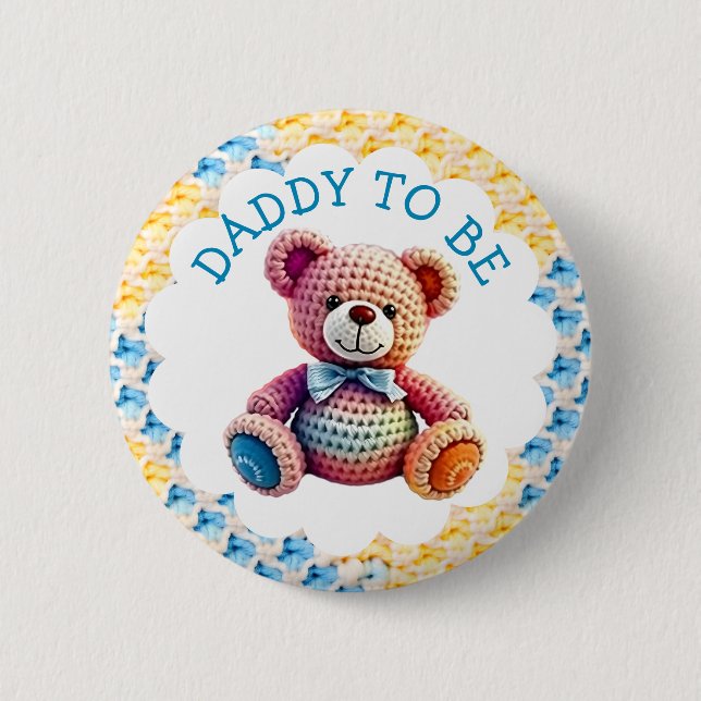 Stuffed Animals Boy's | Dad To Be Baby Shower Button (Front)